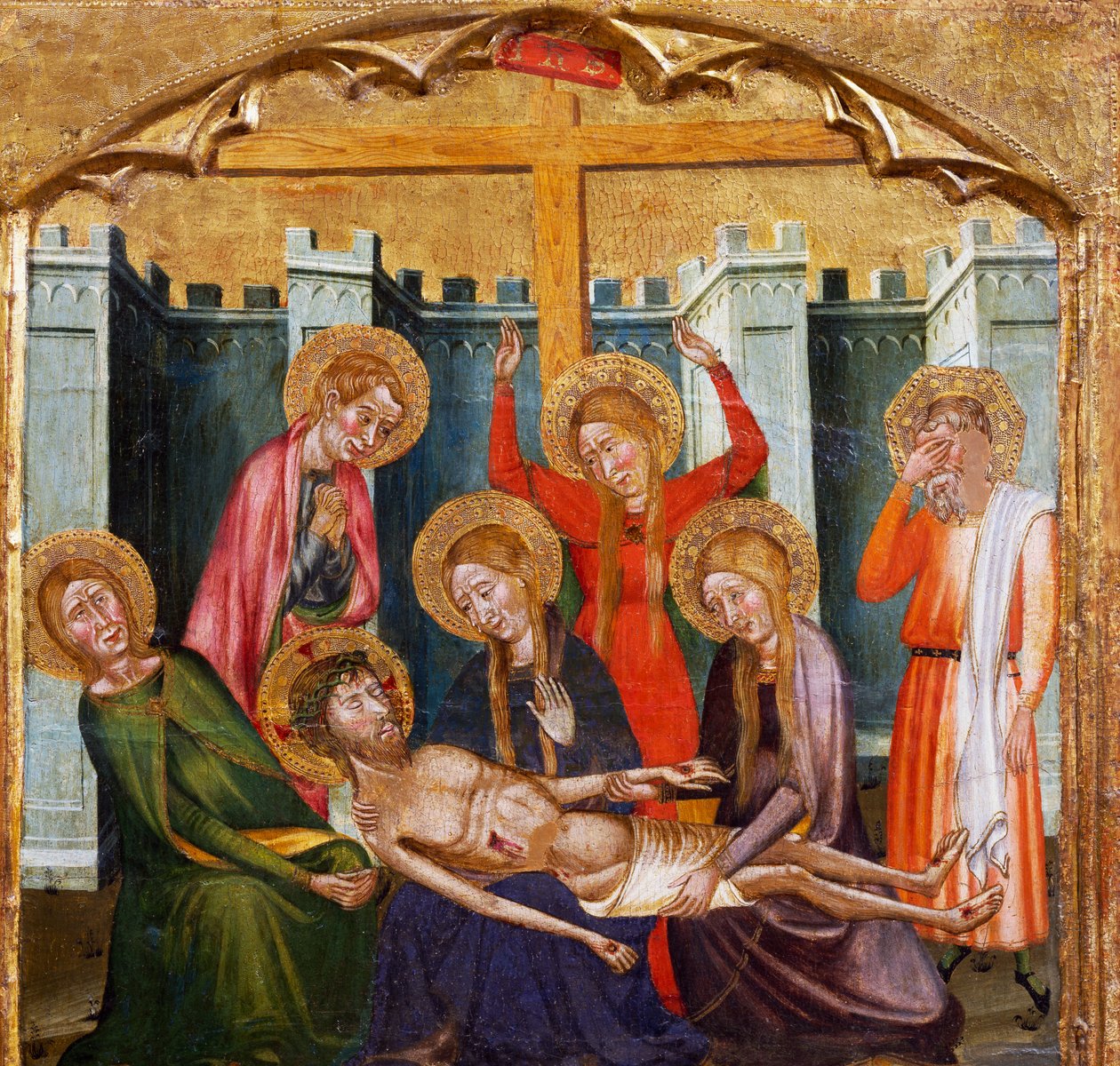 Deposizione nel Sepolcro, del Maestro di Rubio (XIV secolo), predella dell