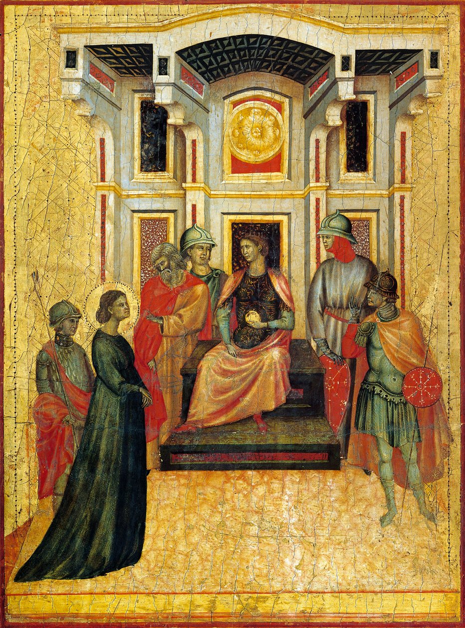 Santa Cecilia contrasta questioni di fede con il prefetto (dettaglio) da Master of Saint Cecilia