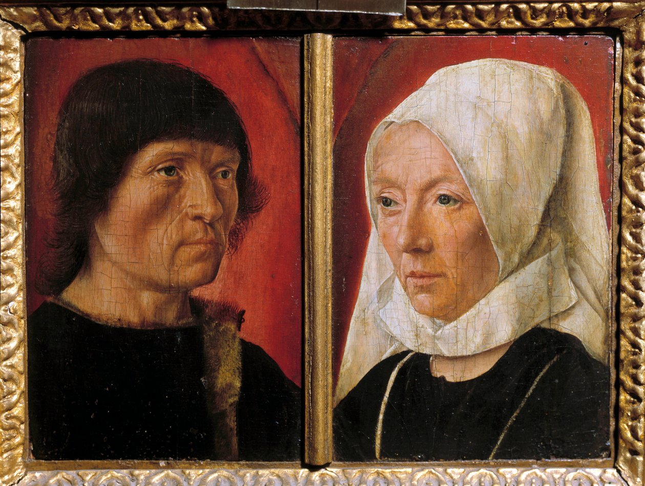 Ritratto di un uomo e sua moglie. Rappresentazione di una coppia (doppio ritratto). Dipinto del Maestro De Saint Gilles (attivo tra 1490-1510), scuola francese da Master of Saint Giles