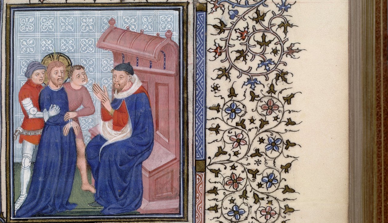 Cristo davanti a Pilato, Libro delle Ore, 1400 da Master of Troyes