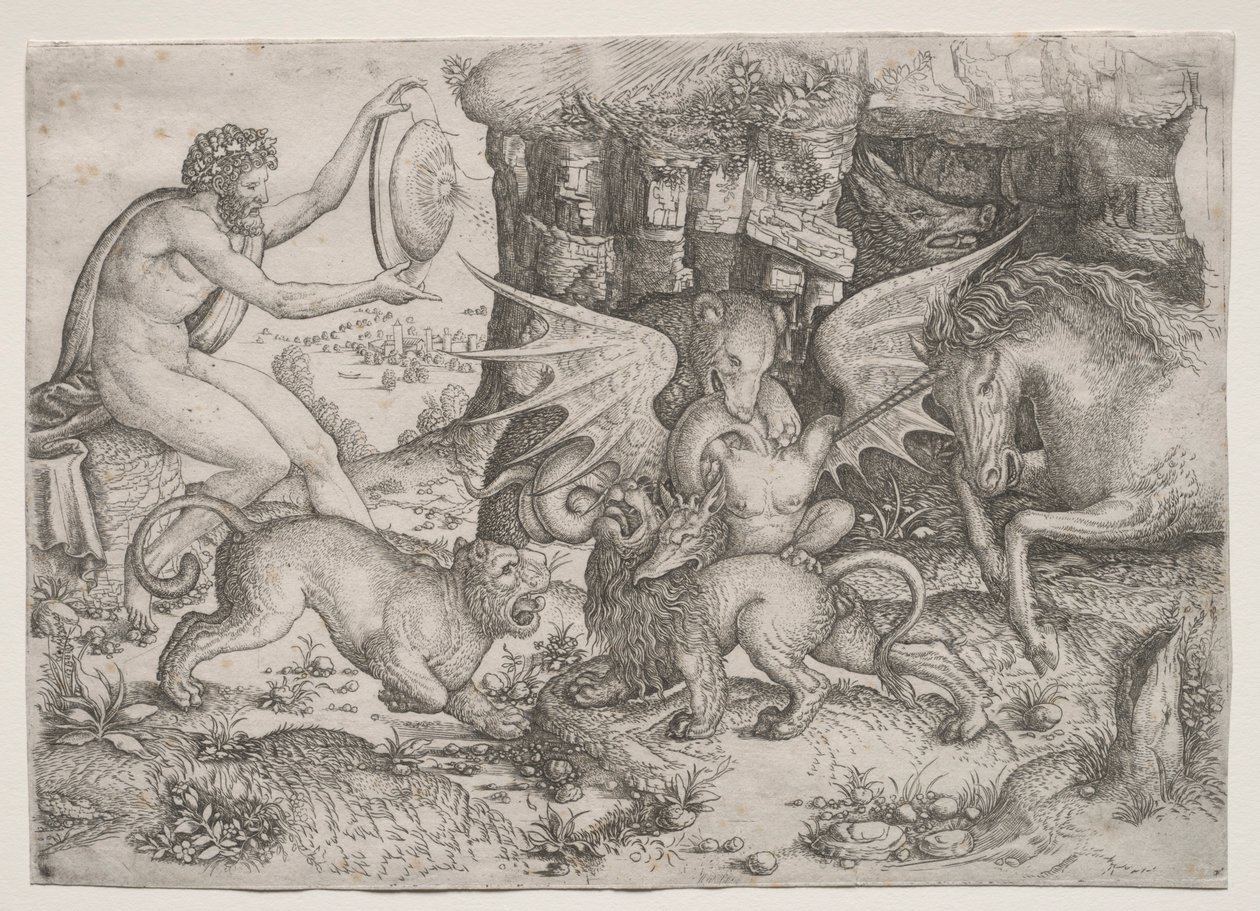 Tema allegorico: Combattimento di animali da Master of the Beheading of St.