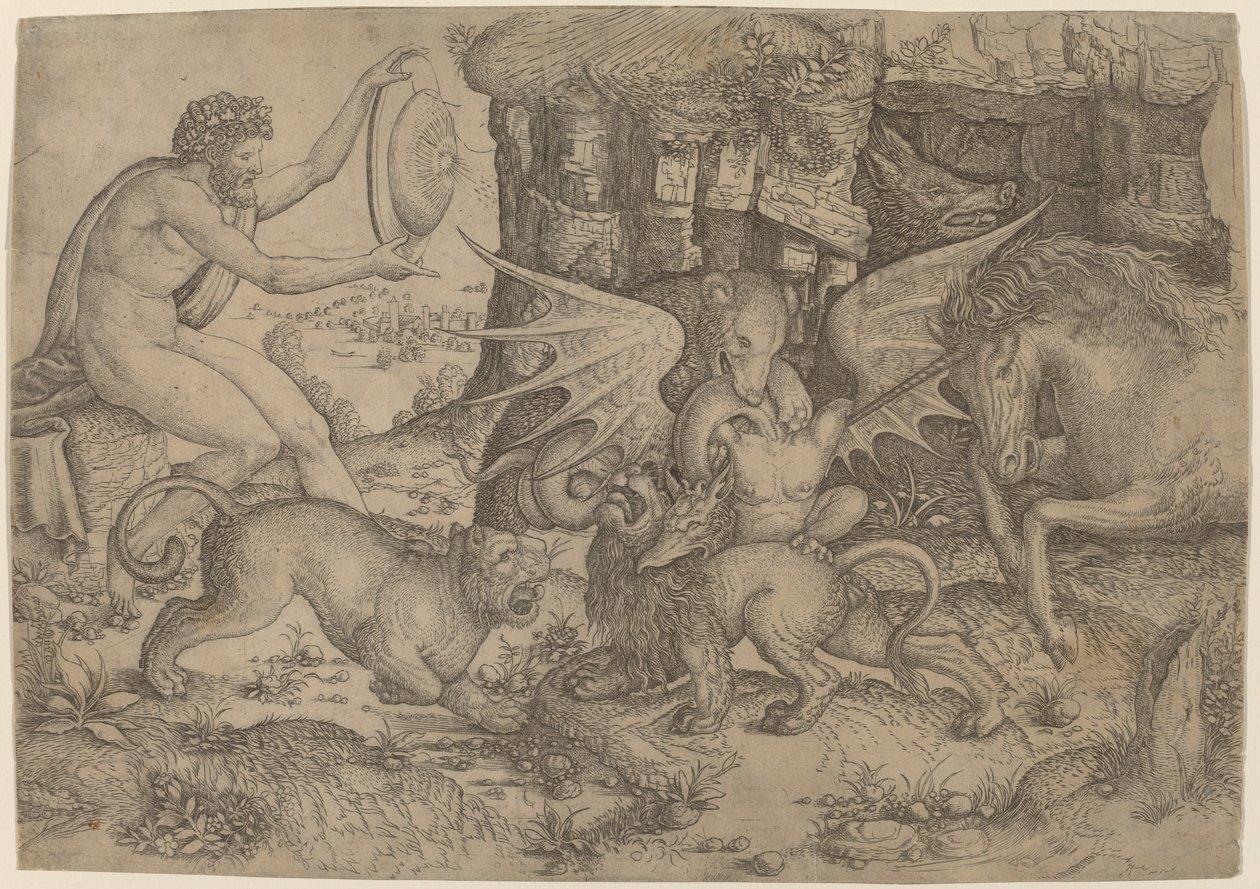 Tema allegorico: Combattimento di animali da Master of the Beheading of St. John
