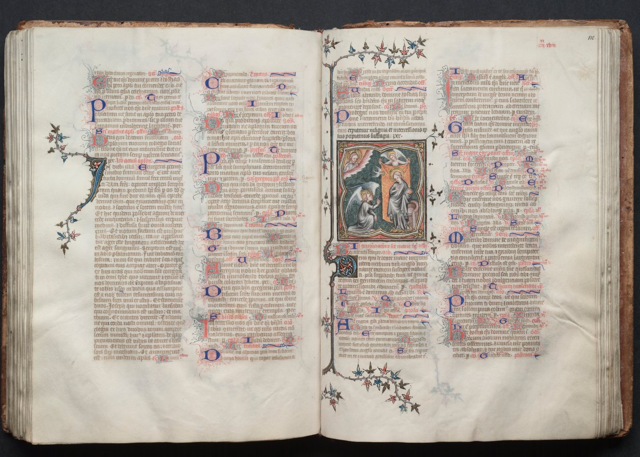 Il Messale di Gotha: Fol. 109v, Testo, c. 1375 da Master of the Boqueteaux