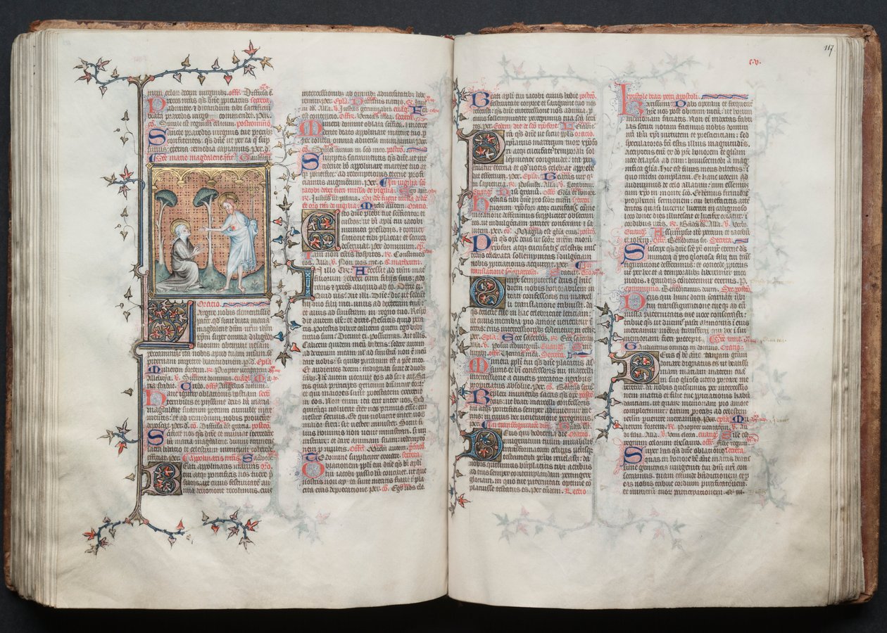 Il Messale di Gotha: Fol. 116v, Santa Maria Maddalena in ginocchio, c. 1375 da Master of the Boqueteaux