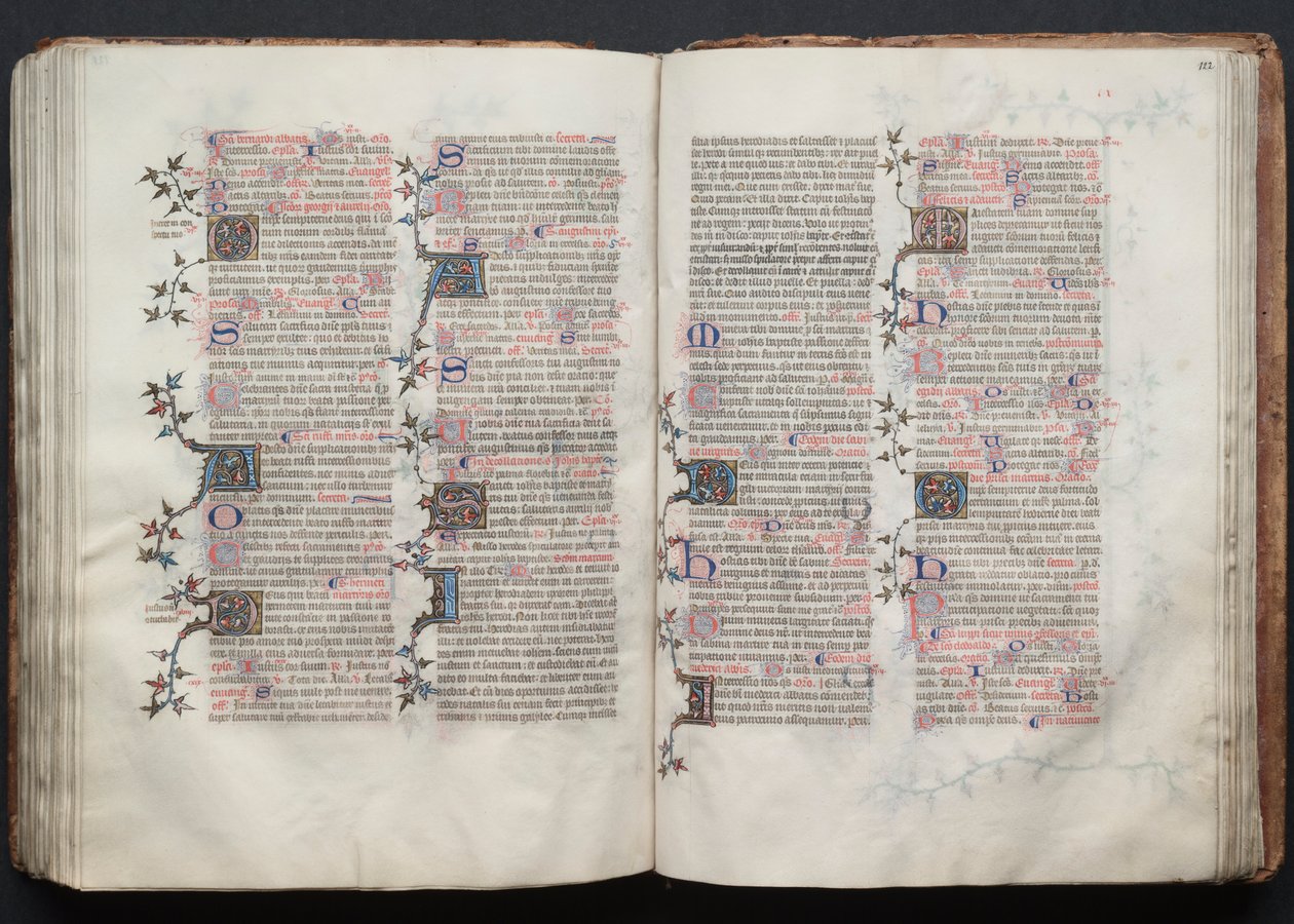 Il Messale di Gotha: Fol. 121v, Testo, c. 1375 da Master of the Boqueteaux