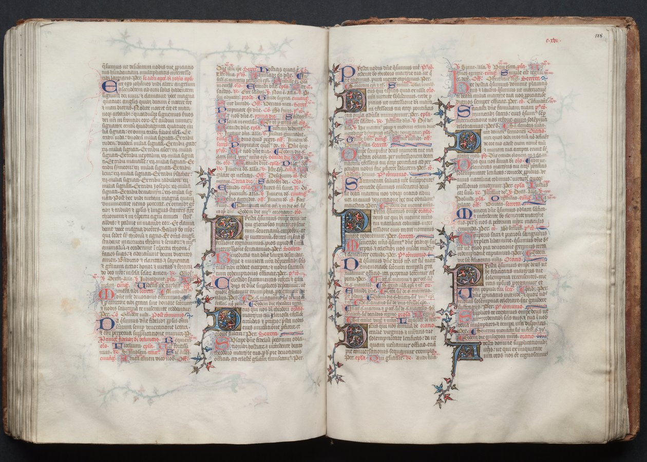 Il Messale di Gotha: Fol. 128r, Testo, c. 1375 da Master of the Boqueteaux