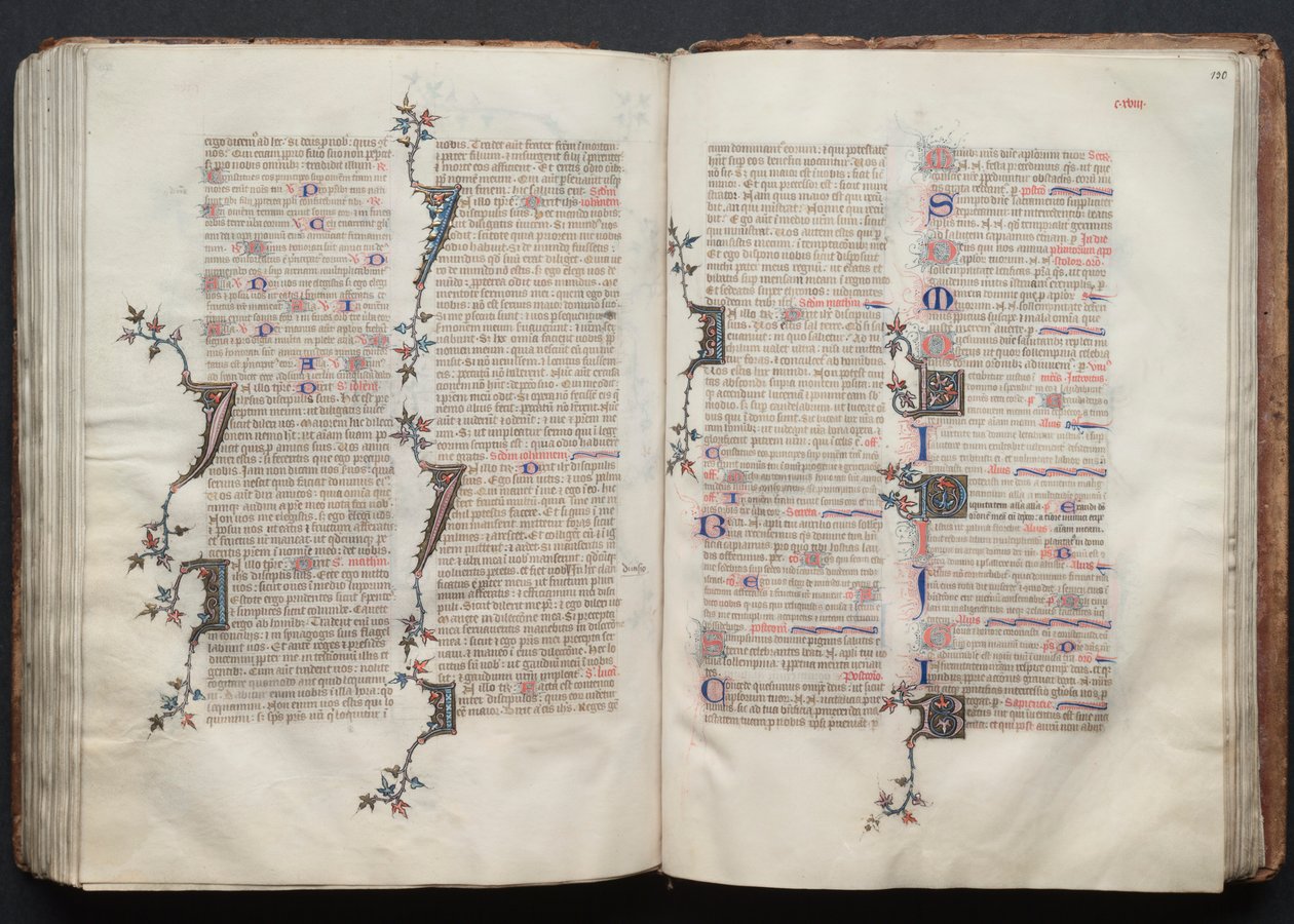 Il Messale di Gotha: Fol. 129v, Testo, c. 1375 da Master of the Boqueteaux