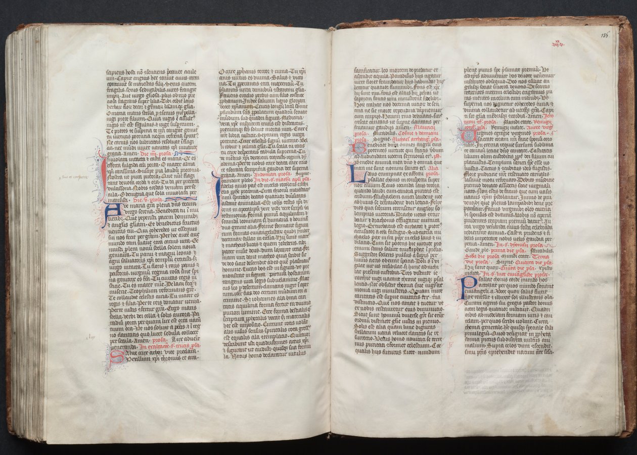 Il Messale di Gotha: Fol. 155v, Testo, c. 1375 da Master of the Boqueteaux