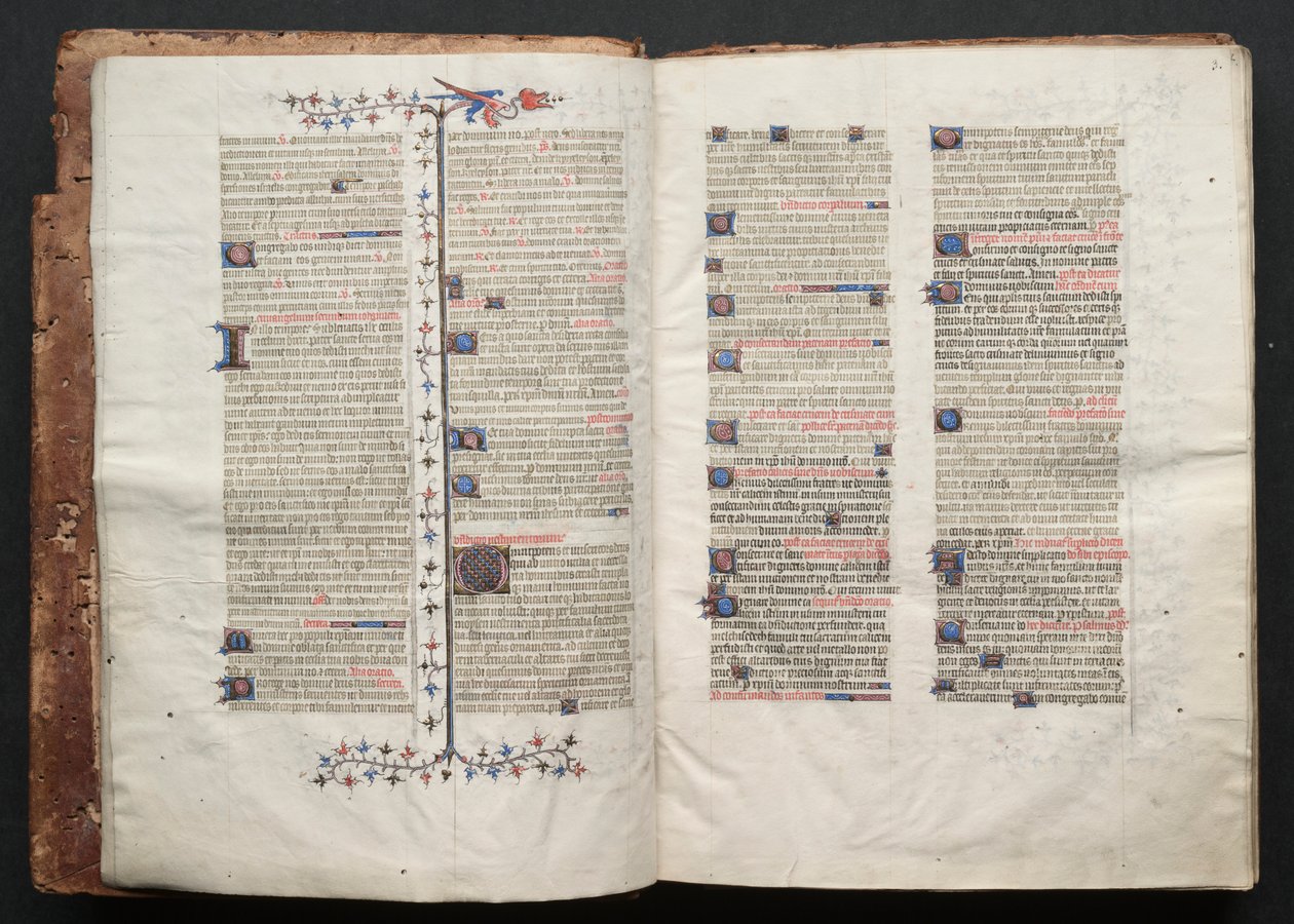 Il Messale di Gotha: Fol. 2v, Testo, c. 1375 da Master of the Boqueteaux