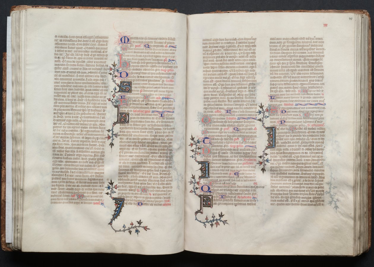 Il Messale di Gotha: Fol. 40r, Testo, c. 1375 da Master of the Boqueteaux