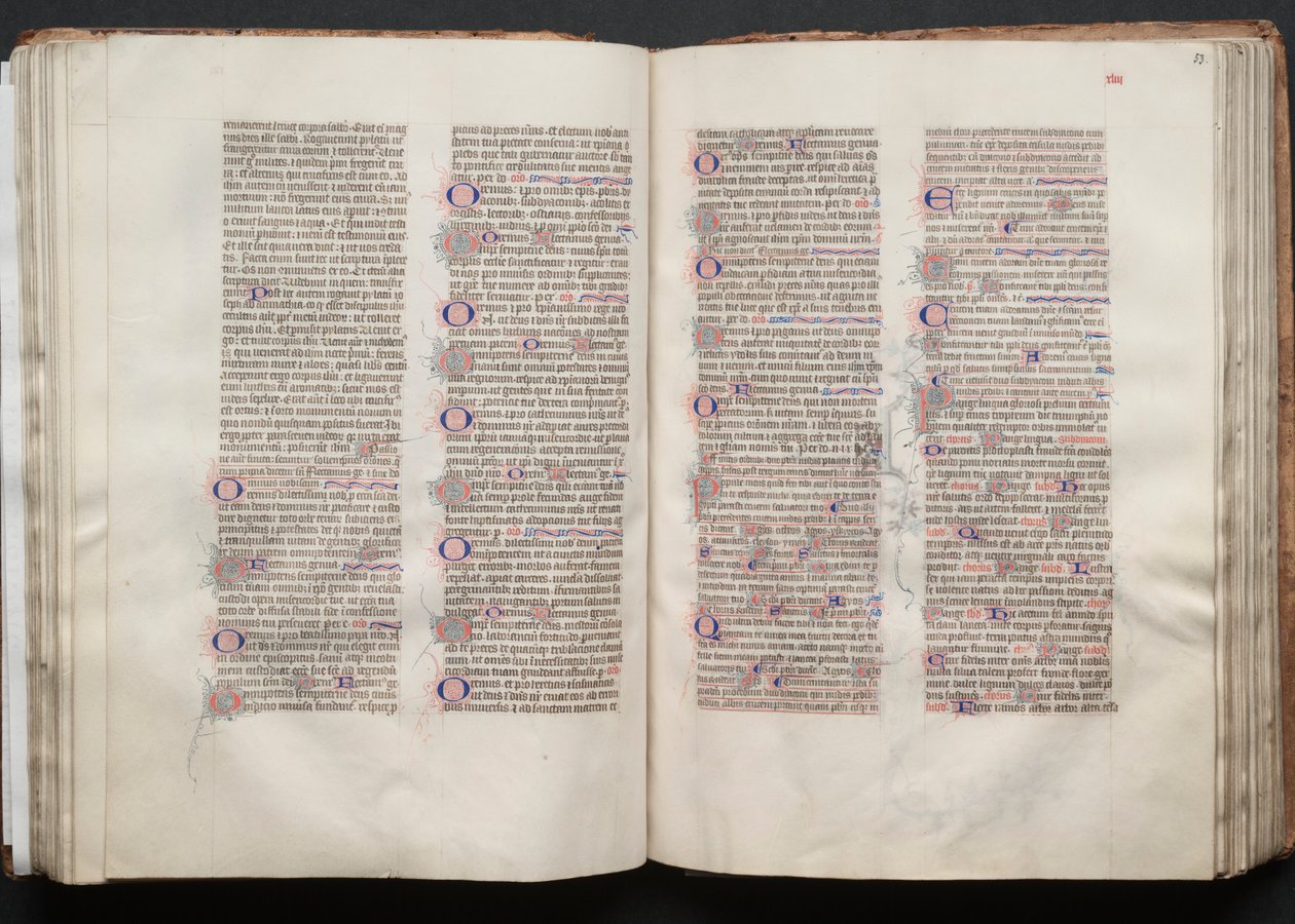 Il Messale di Gotha: Fol. 52v, Testo, c. 1375 da Master of the Boqueteaux