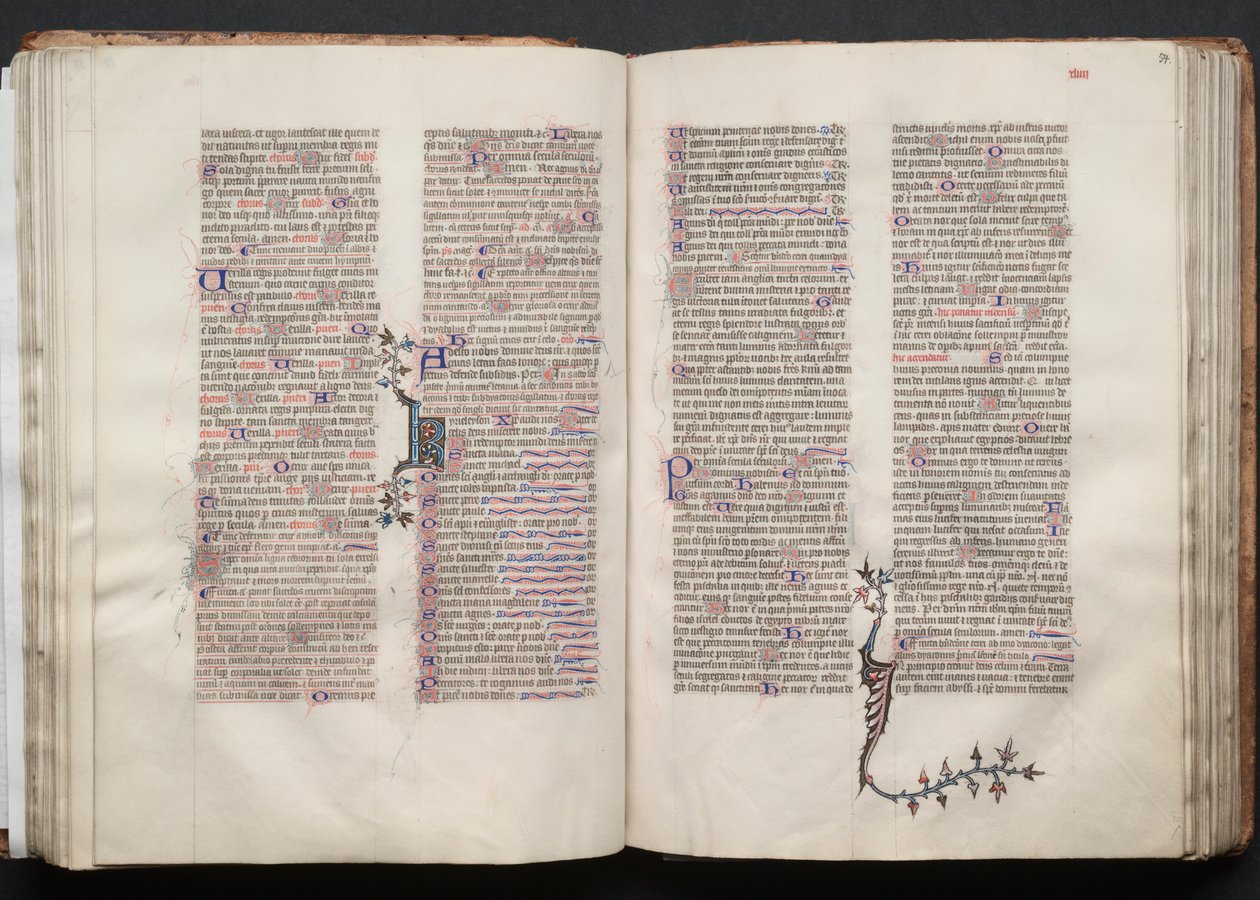 Il Messale di Gotha: Fol. 53v, Testo, c. 1375 da Master of the Boqueteaux