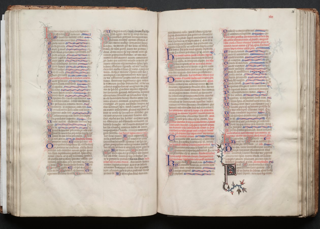 Il Messale di Gotha: Fol. 56r, Testo, c. 1375 da Master of the Boqueteaux