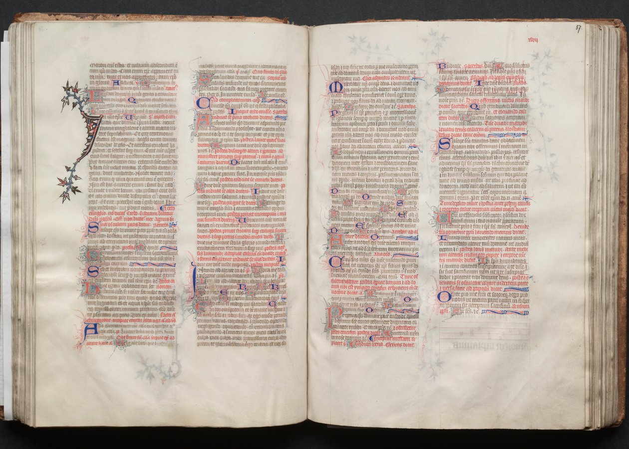 Il Messale di Gotha: Fol. 57r, Testo, c. 1375 da Master of the Boqueteaux