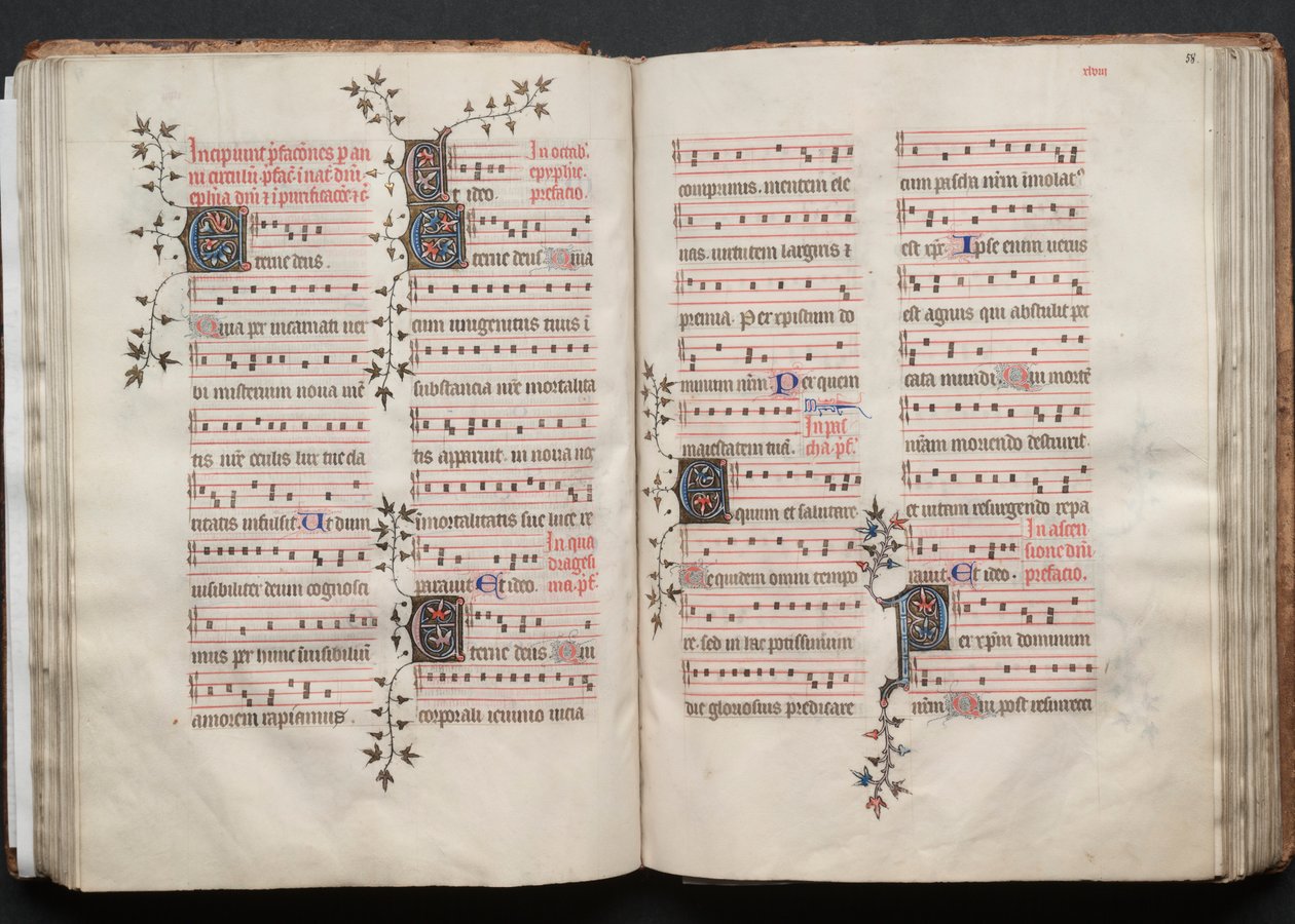 Il Messale di Gotha: Fol. 58r, Testo, c. 1375 da Master of the Boqueteaux