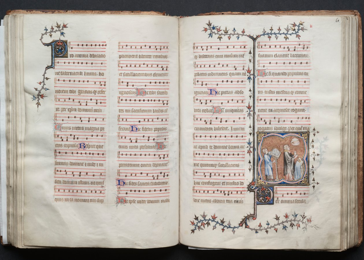 Il Messale di Gotha: Fol. 60v, Testo, c. 1375 da Master of the Boqueteaux