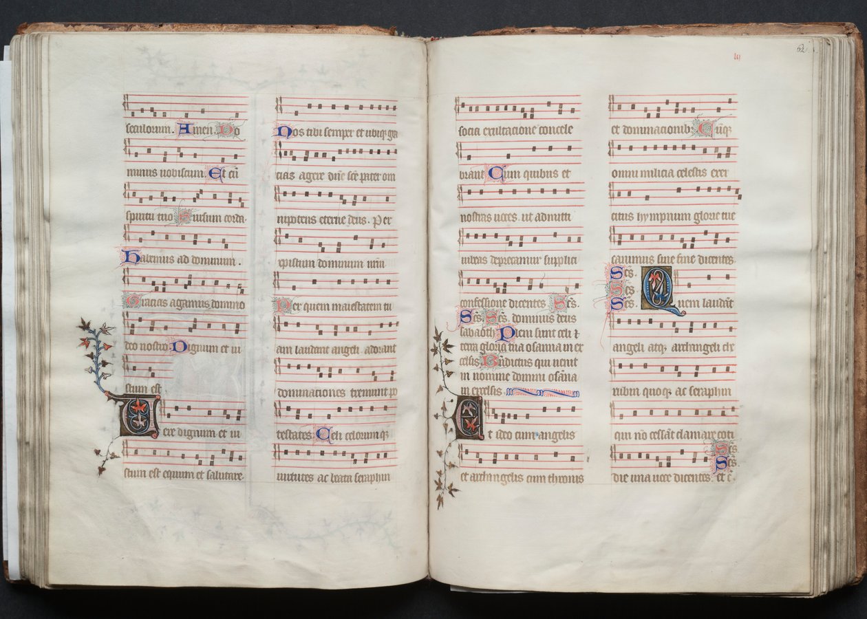 Il Messale di Gotha: Fol. 61v, Testo, c. 1375 da Master of the Boqueteaux