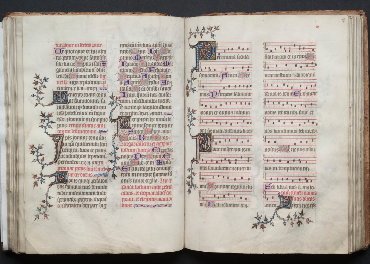 Il Messale di Gotha: Fol. 67r, Testo, c. 1375 da Master of the Boqueteaux