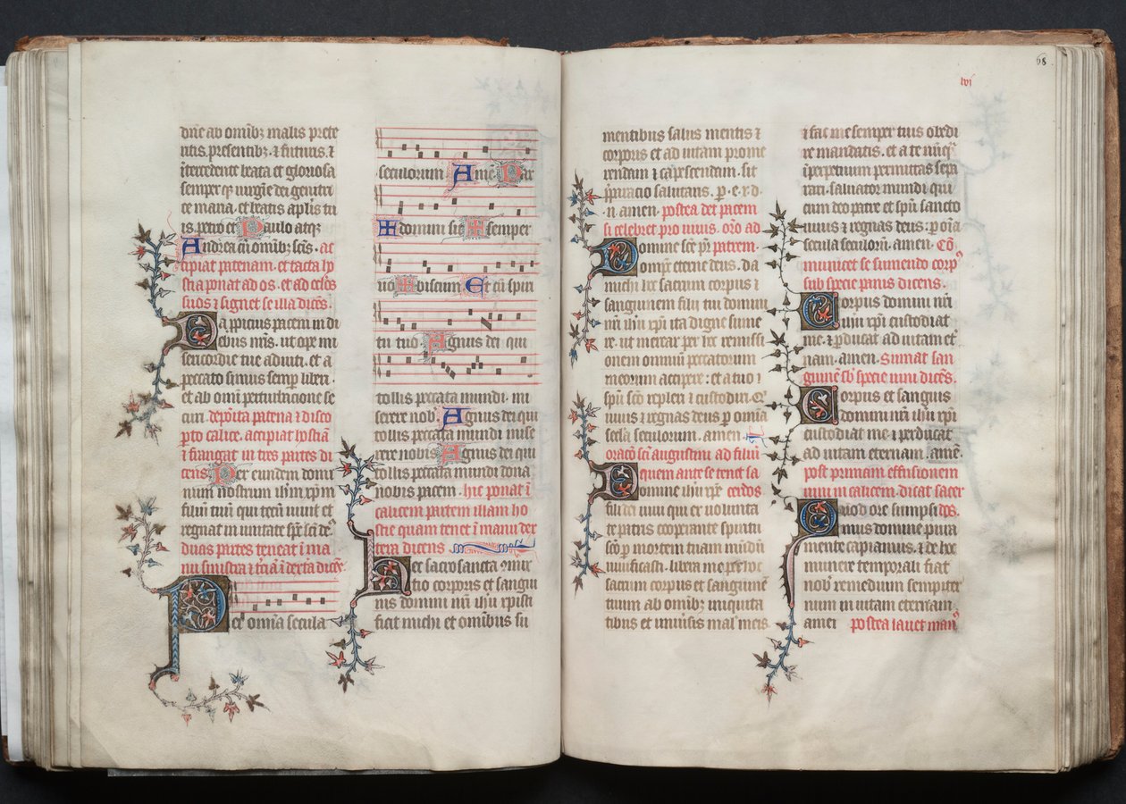 Il Messale di Gotha: Fol. 67v, Testo, c. 1375 da Master of the Boqueteaux