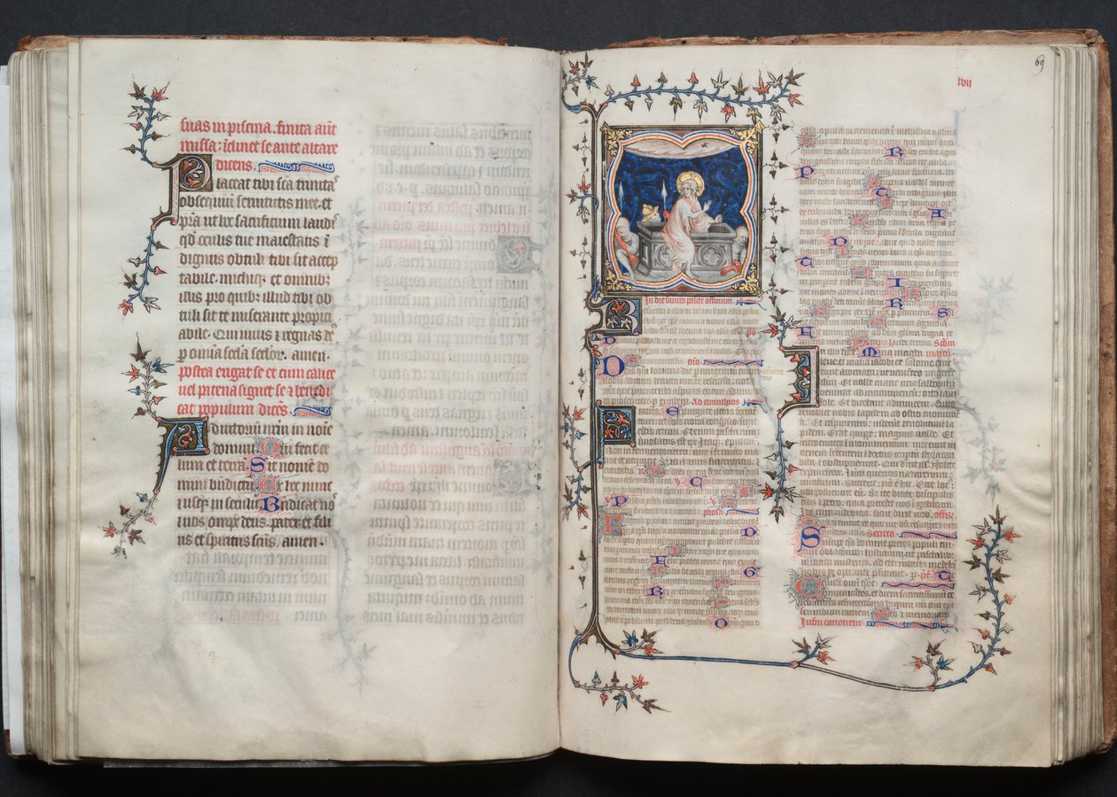 Il Messale di Gotha: Fol. 68v, Testo, c. 1375 da Master of the Boqueteaux