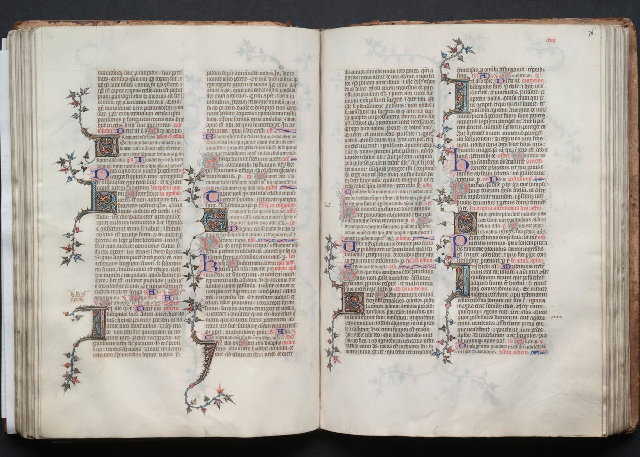 Il Messale di Gotha: Fol. 75v, Testo, c. 1375 da Master of the Boqueteaux
