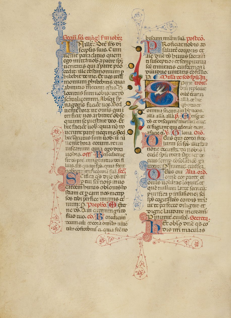 Iniziale S: La colomba dello Spirito Santo da Master of the Brussels Initials