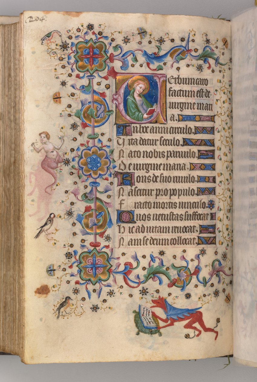 Ore di Carlo il Nobile, Re di Navarra 1361-1425: fol. 102v, Testo, c. 1405 da Master of the Brussels Initials and Associates