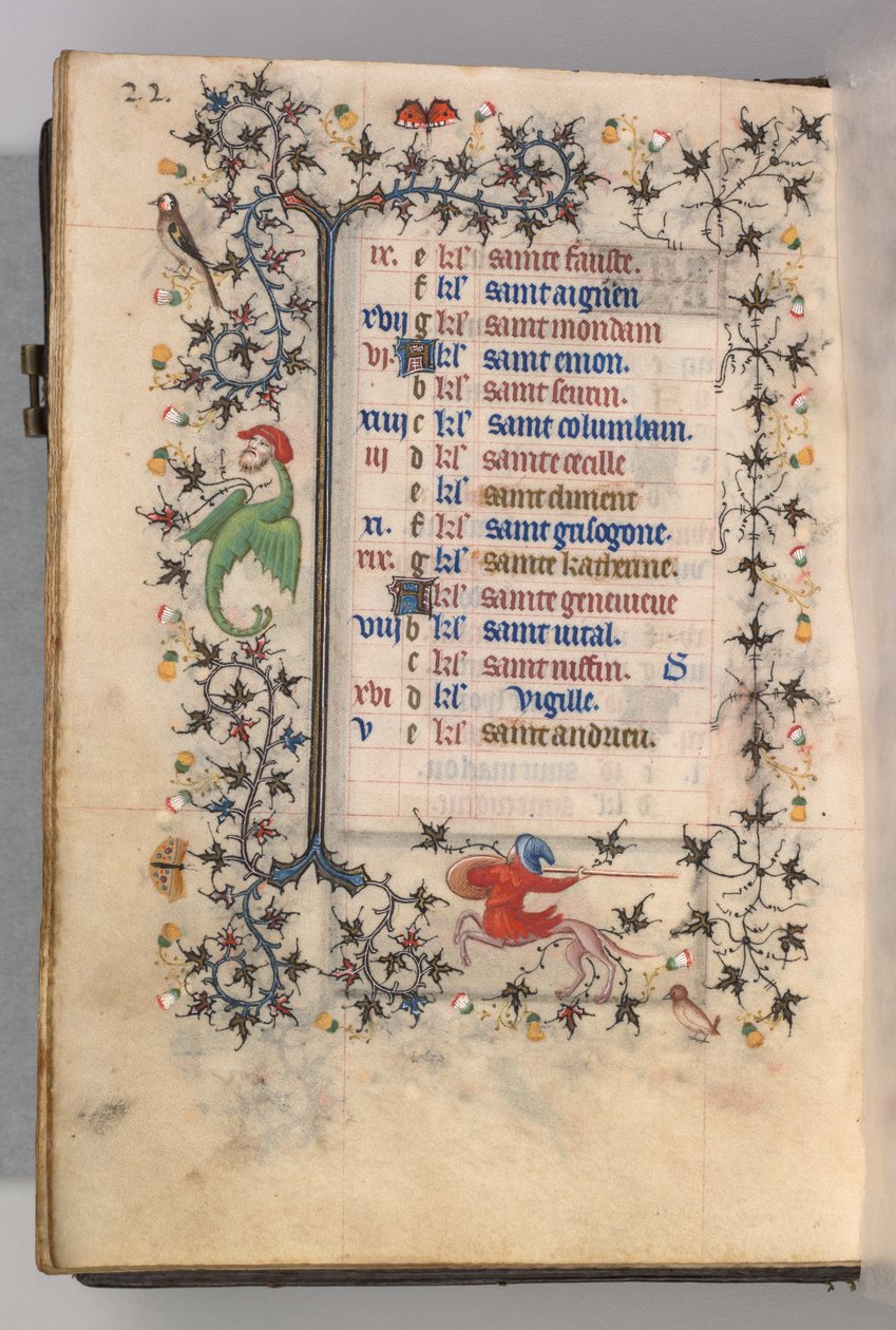 Ore di Carlo il Nobile, Re di Navarra 1361-1425: fol. 11v, Novembre, c. 1405 da Master of the Brussels Initials and Associates