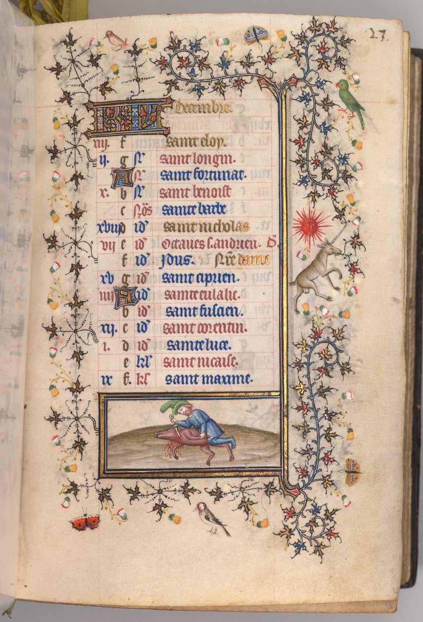 Ore di Carlo il Nobile, Re di Navarra: fol. 12r, Dicembre da Master of the Brussels Initials and Associates