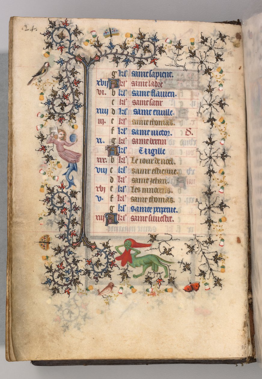 Ore di Carlo il Nobile, Re di Navarra 1361-1425: fol. 12v, dicembre, c. 1405 da Master of the Brussels Initials and Associates