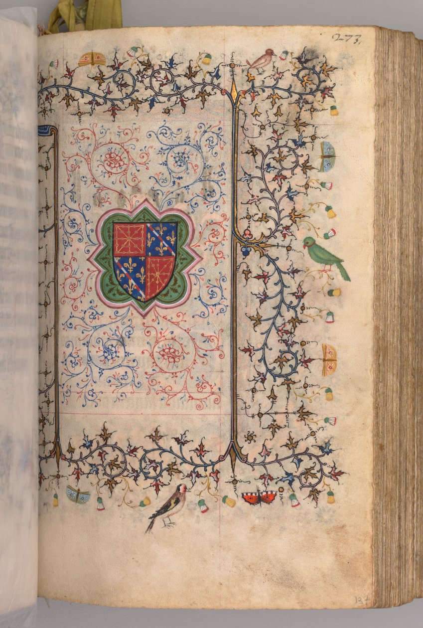Ore di Carlo il Nobile, Re di Navarra: fol. 137r, Stemma... da Master of the Brussels Initials and Associates