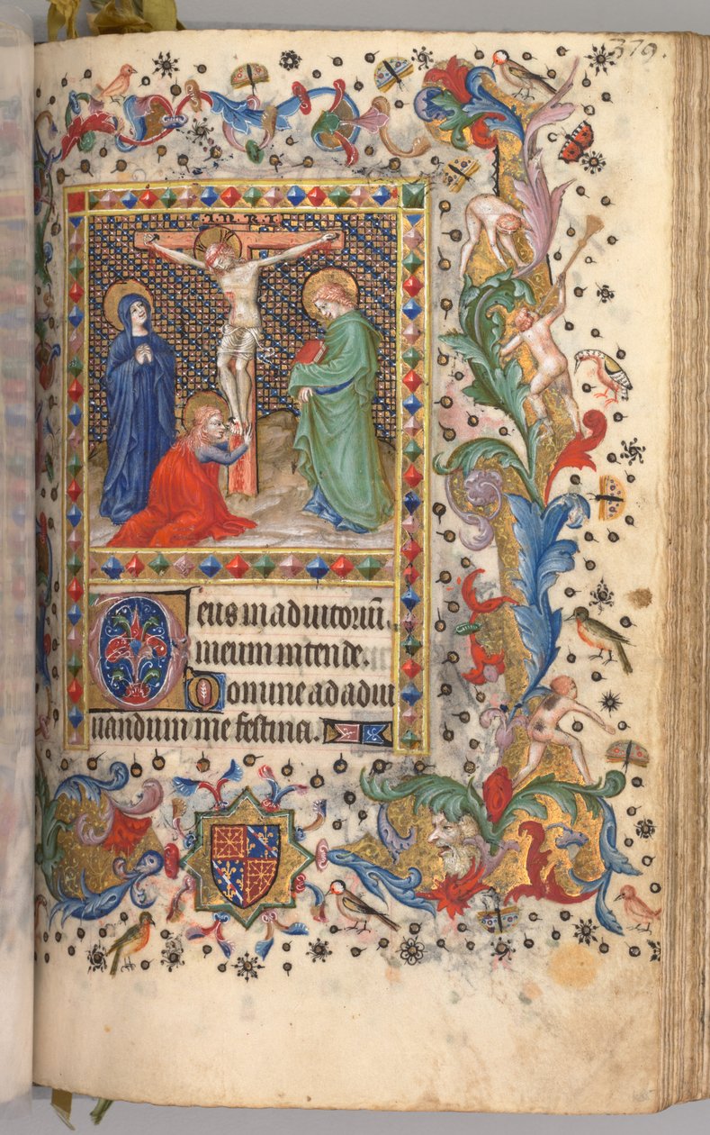 Ore di Carlo il Nobile, Re di Navarra 1361-1425: fol. 185r, Crocifissione, c. 1405 da Master of the Brussels Initials and Associates