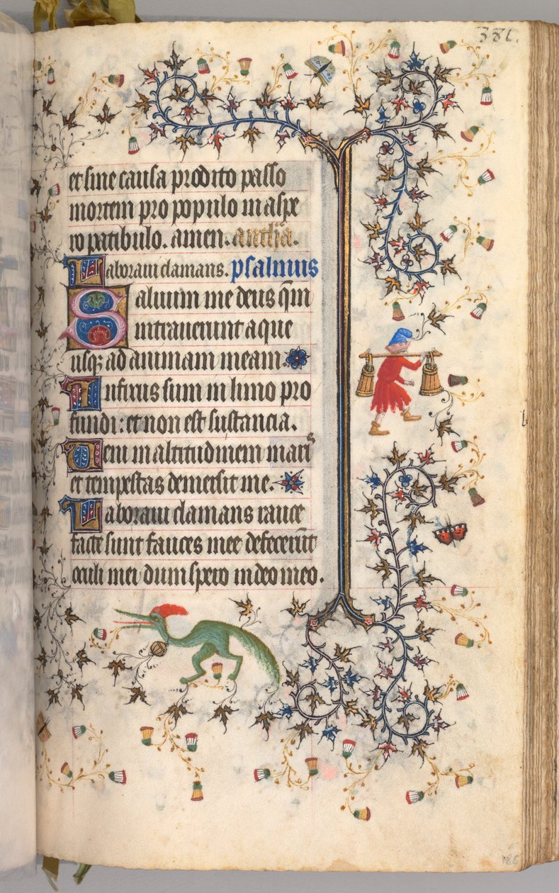 Ore di Carlo il Nobile, Re di Navarra 1361-1425: fol. 186r, Testo, c. 1405 da Master of the Brussels Initials and Associates