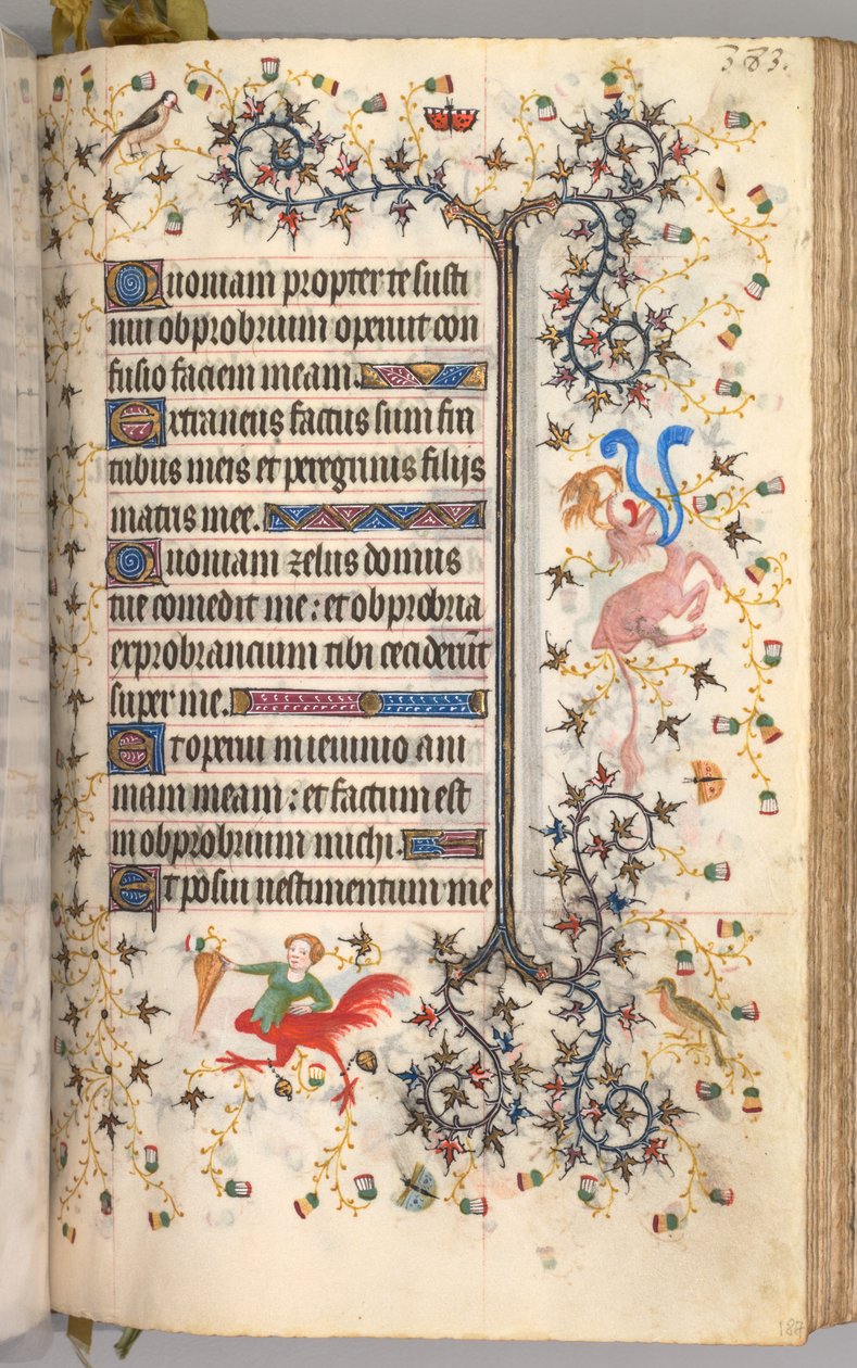 Ore di Carlo il Nobile, Re di Navarra 1361-1425: fol. 187r, Testo, c. 1405 da Master of the Brussels Initials and Associates