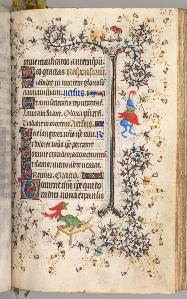 Ore di Carlo il Nobile, Re di Navarra 1361-1425: fol. 191r, Testo, c. 1405 da Master of the Brussels Initials and Associates