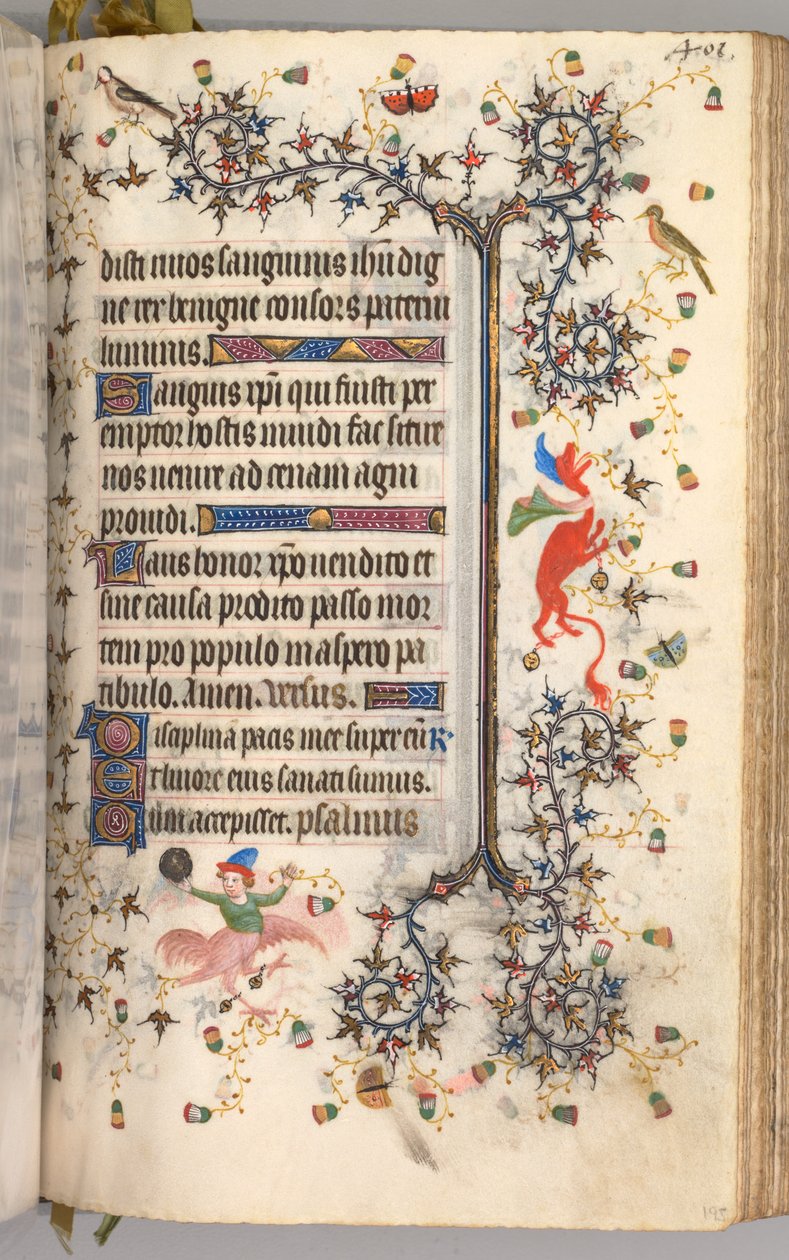 Ore di Carlo il Nobile, Re di Navarra 1361-1425: fol. 195r, Testo, c. 1405 da Master of the Brussels Initials and Associates