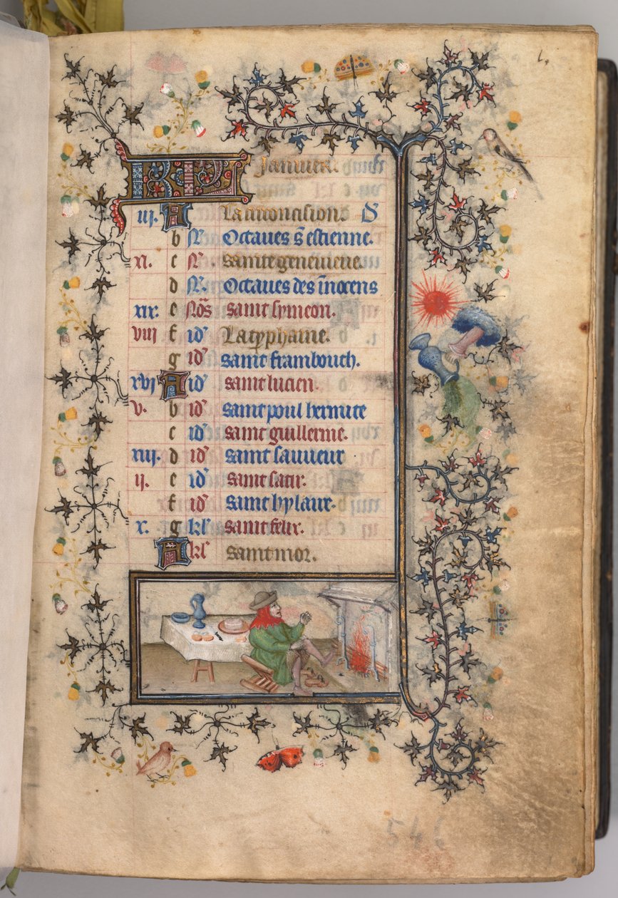 Ore di Carlo il Nobile, Re di Navarra: fol. 1r, Gennaio da Master of the Brussels Initials and Associates