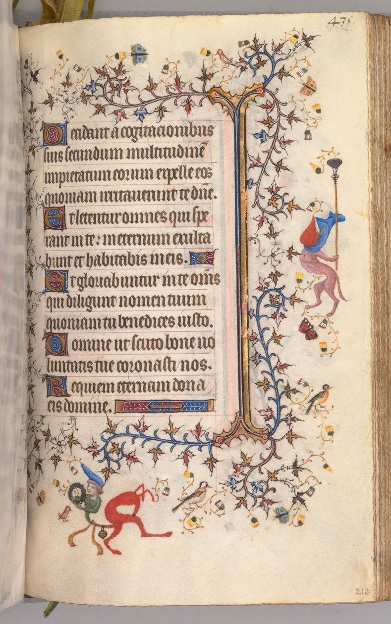 Ore di Carlo il Nobile, Re di Navarra 1361-1425: fol. 212r, Testo, c. 1405 da Master of the Brussels Initials and Associates