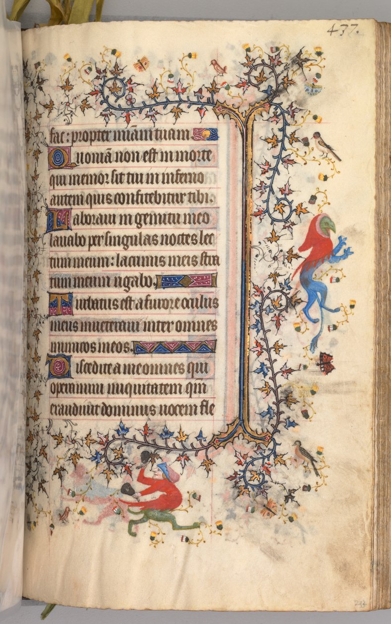 Ore di Carlo il Nobile, Re di Navarra 1361-1425: fol. 213r, Testo, c. 1405 da Master of the Brussels Initials and Associates