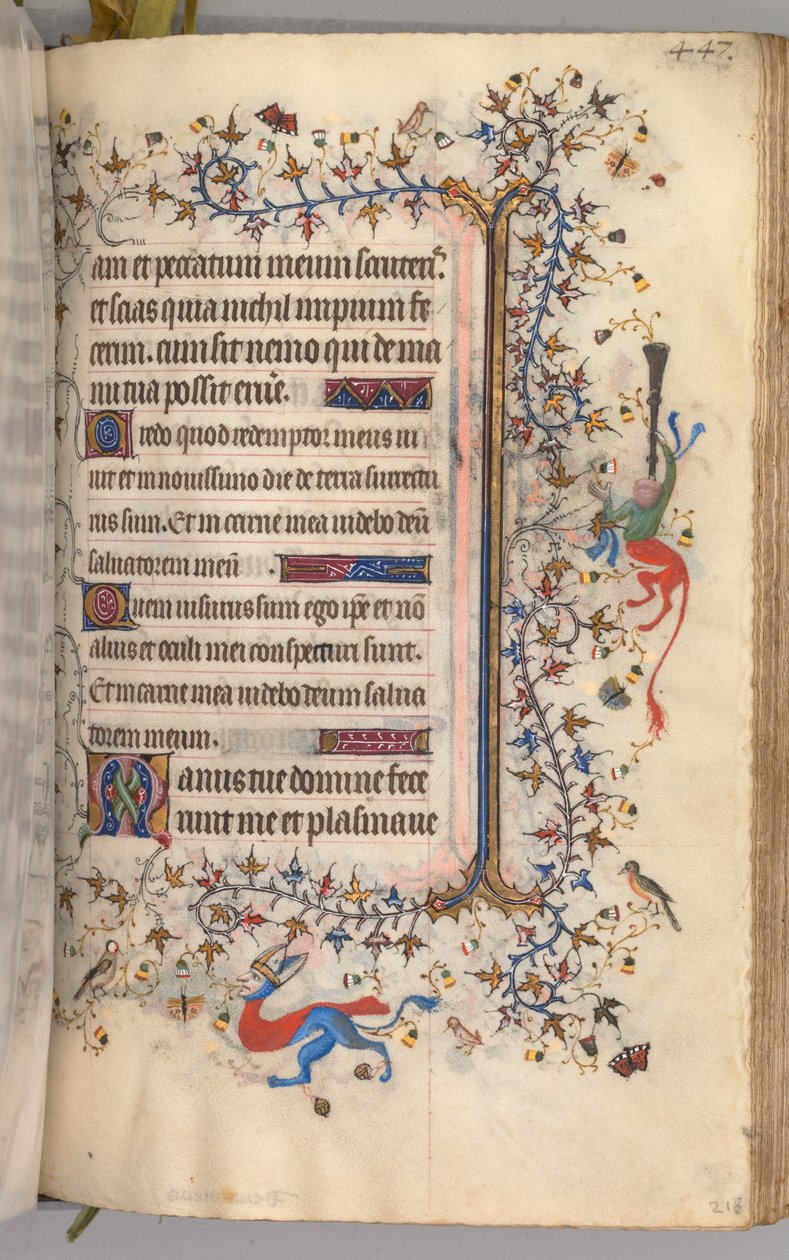 Ore di Carlo il Nobile, Re di Navarra: fol. 218r, Testo da Master of the Brussels Initials and Associates
