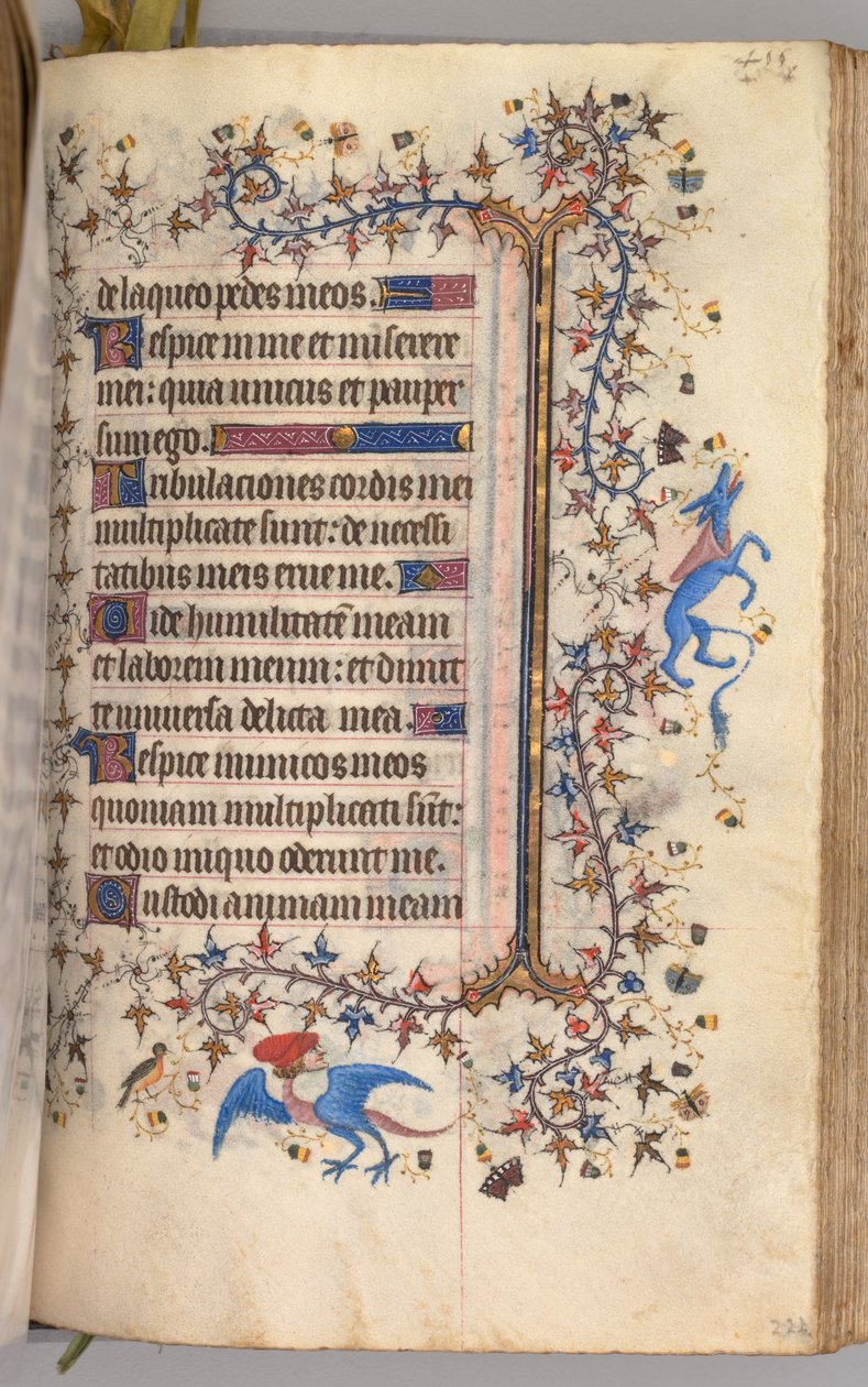 Ore di Carlo il Nobile, Re di Navarra 1361-1425: fol. 222r, Testo da Master of the Brussels Initials and Associates