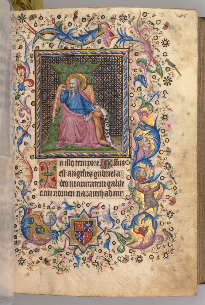 Ore di Carlo il Nobile, Re di Navarra 1361-1425: fol. 23r, San Luca, c. 1405 da Master of the Brussels Initials and Associates