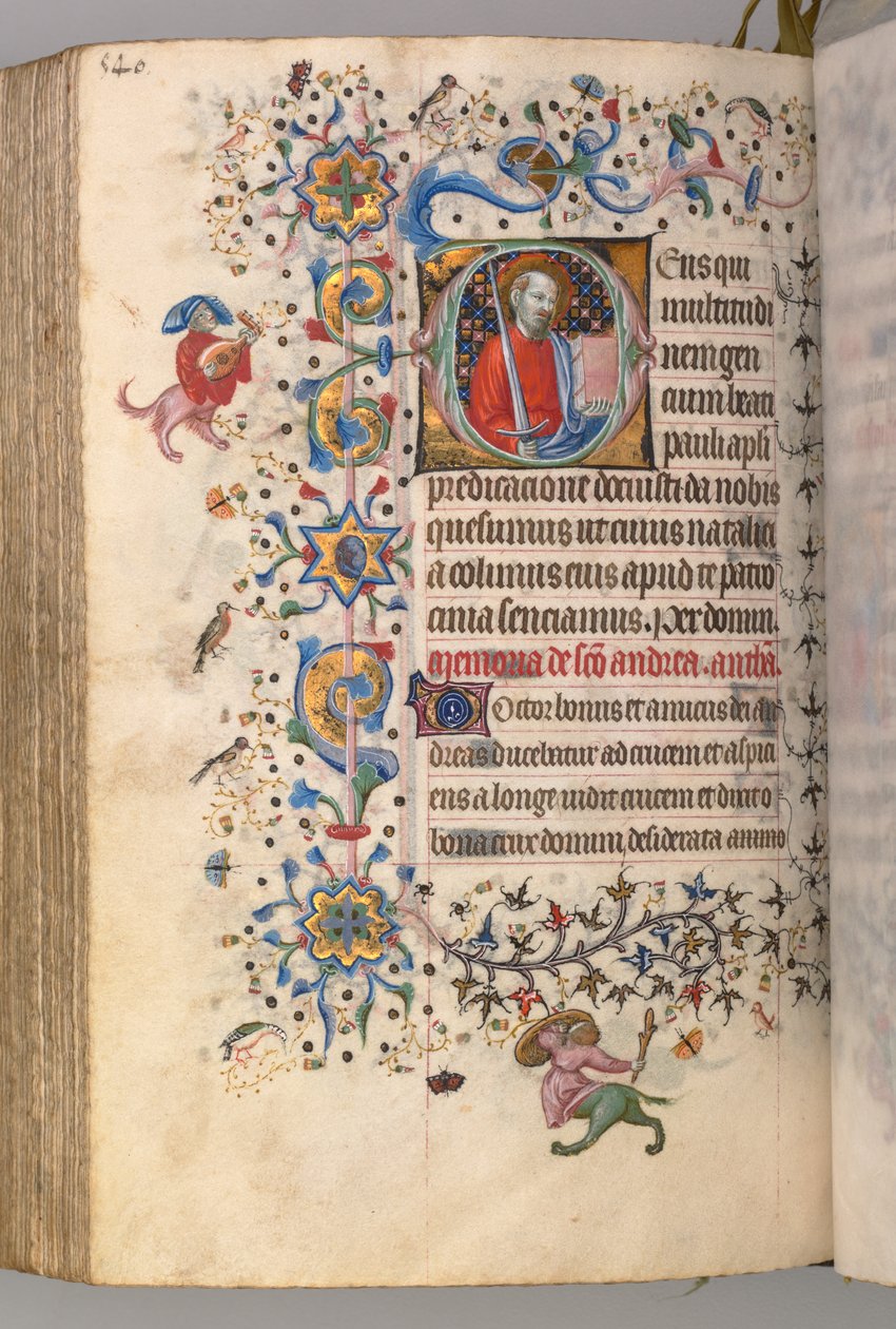 Ore di Carlo il Nobile, Re di Navarra 1361-1425: fol. 264v, San Paolo, c. 1405 da Master of the Brussels Initials and Associates