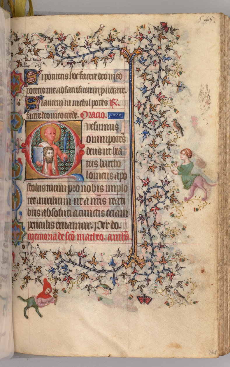 Ore di Carlo il Nobile, Re di Navarra 1361-1425: fol. 267r, San Bartolomeo, c. 1405 da Master of the Brussels Initials and Associates