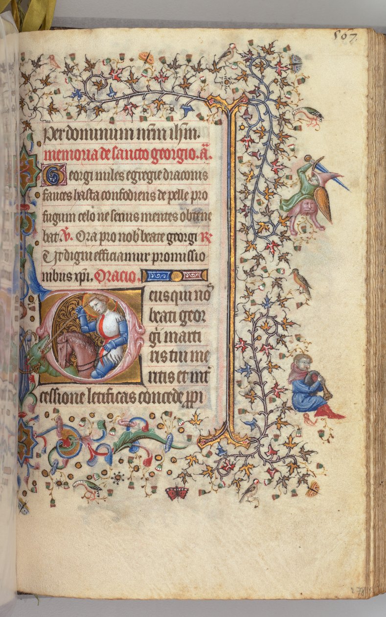 Ore di Carlo il Nobile, Re di Navarra 1361-1425, fol. 278r, San Giorgio, c. 1405 da Master of the Brussels Initials and Associates