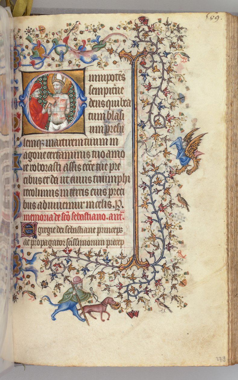 Ore di Carlo il Nobile, Re di Navarra 1361-1425, fol. 279r, St. Basins, c. 1405 da Master of the Brussels Initials and Associates