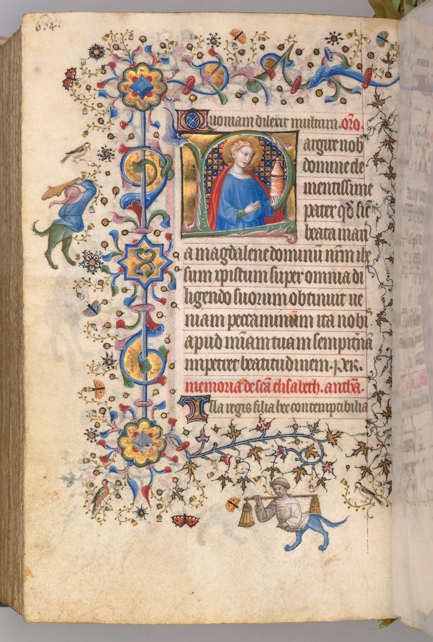 Ore di Carlo il Nobile, Re di Navarra 1361-1425, fol. 296v, Santa Maria Maddalena, c. 1405 da Master of the Brussels Initials and Associates