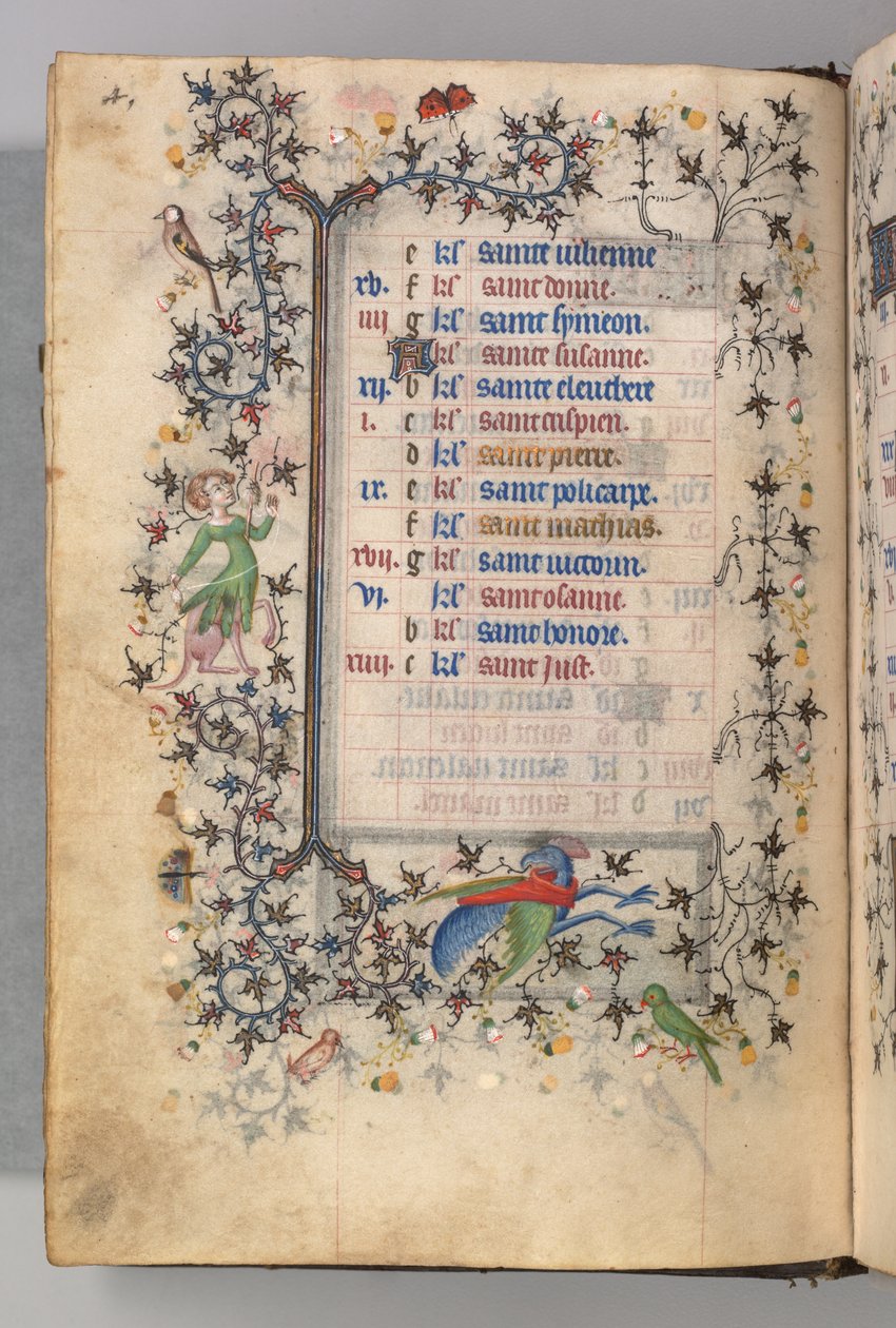 Ore di Carlo il Nobile, Re di Navarra 1361-1425: fol. 2v, febbraio, c. 1405 da Master of the Brussels Initials and Associates