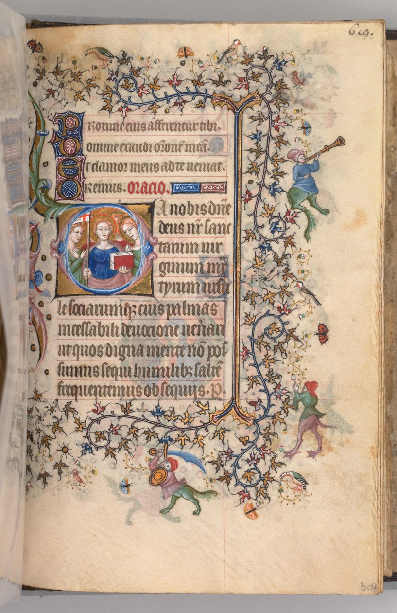 Ore di Carlo il Nobile, Re di Navarra 1361-1425, fol. 303r, Le Vergini Martiri, c. 1405 da Master of the Brussels Initials and Associates