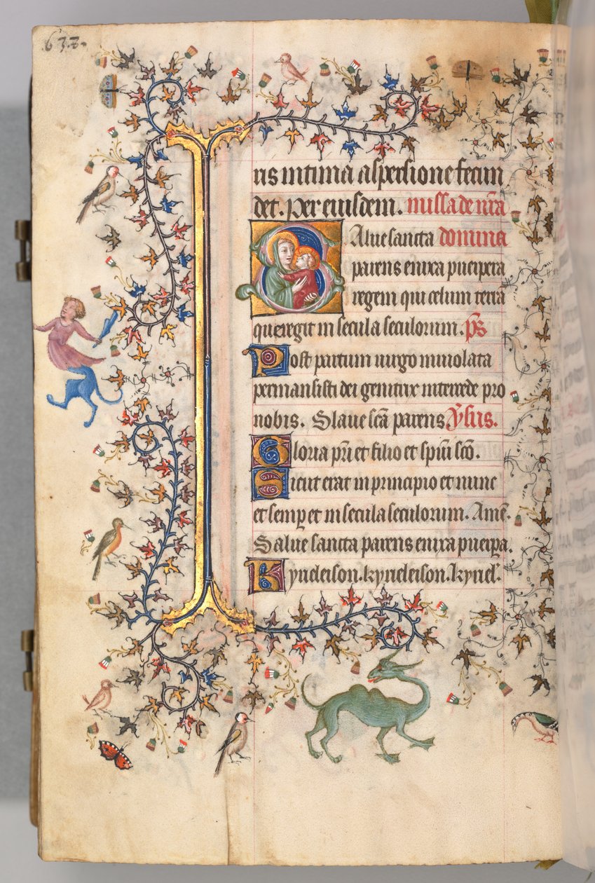 Ore di Carlo il Nobile, Re di Navarra 1361-1425, fol. 313v, Vergine e Bambino, c. 1405 da Master of the Brussels Initials and Associates